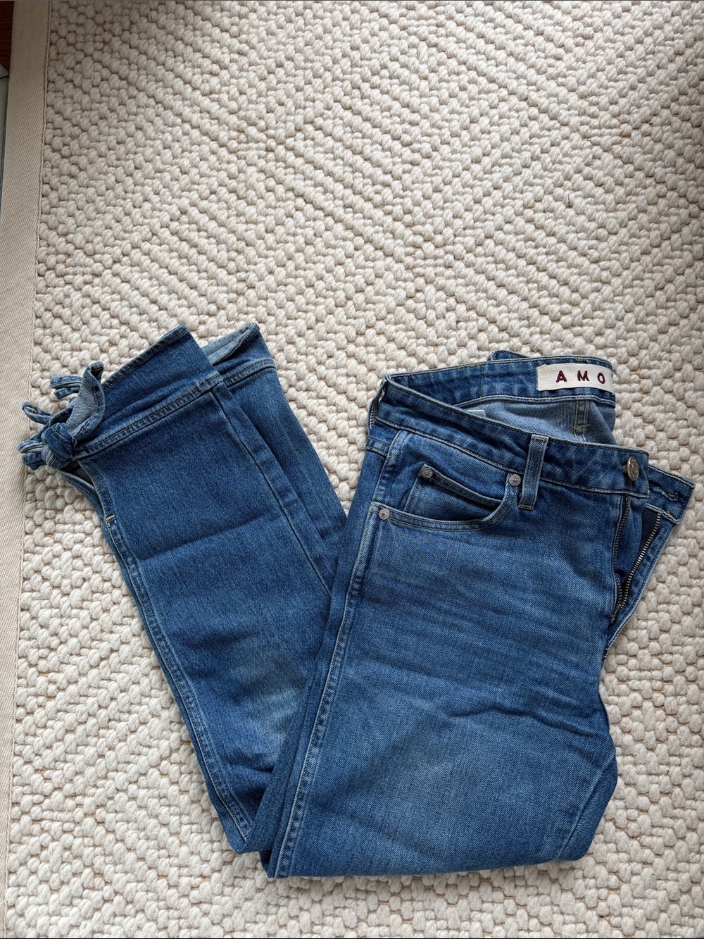 AMO Medium Blue Mid-Rise Skinny Jeans